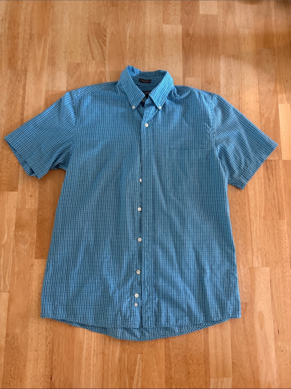 Saddlebred Blue Short-Sleeve Button-Down Check Shirt